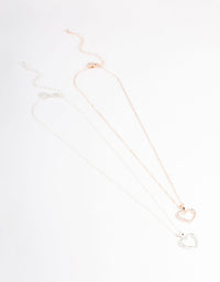 Mixed Metal Open Heart Diamante Necklace Pack - link has visual effect only