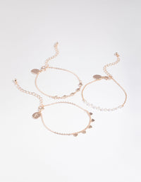 Rose Gold Disc, Pearl & Heart Charm Bracelet Pack - link has visual effect only