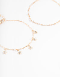 Gold Dainty Pearl & Star Charm Bracelet Pack - link has visual effect only