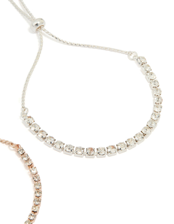 Mixed Metal Classic Cup Chain Tennis Bracelet Pack