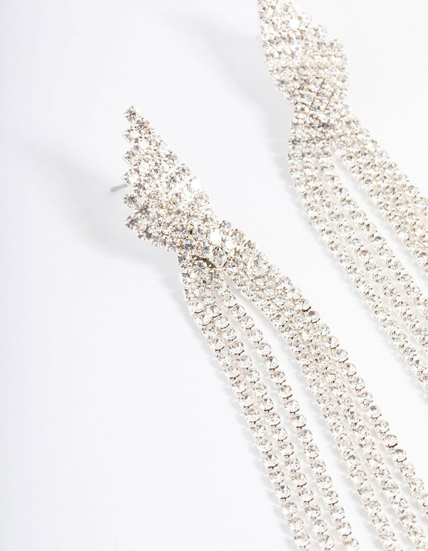 Silver Statement Strand Twist Drop Earrings