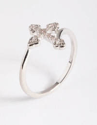 Silver Cubic Zirconia Cross Ring - link has visual effect only