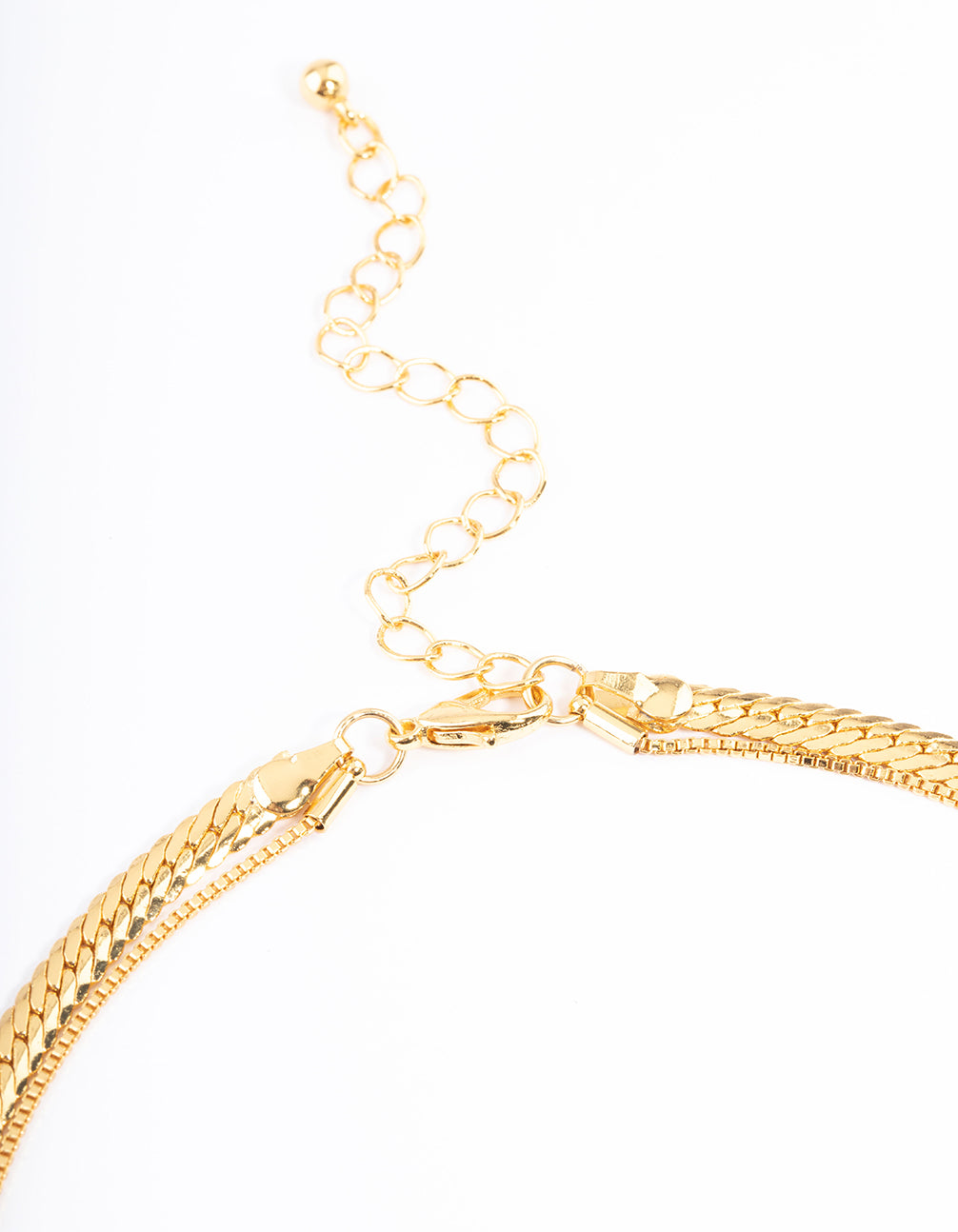 Gold Plated Small & Medium Mix Chain Two Layered Necklace