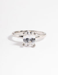 Silver Cubic Zirconia Single Oval Ring - link has visual effect only