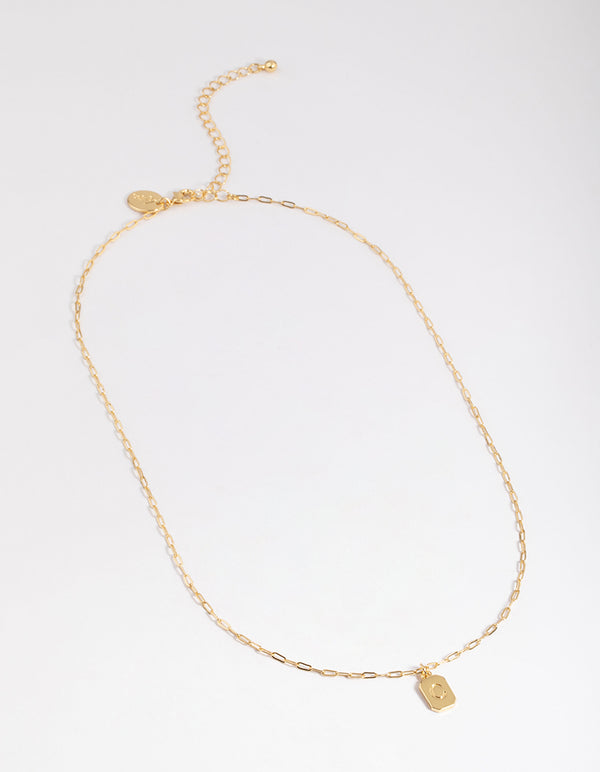 Letter C Gold Plated Rectangle Pendant Initial Necklace