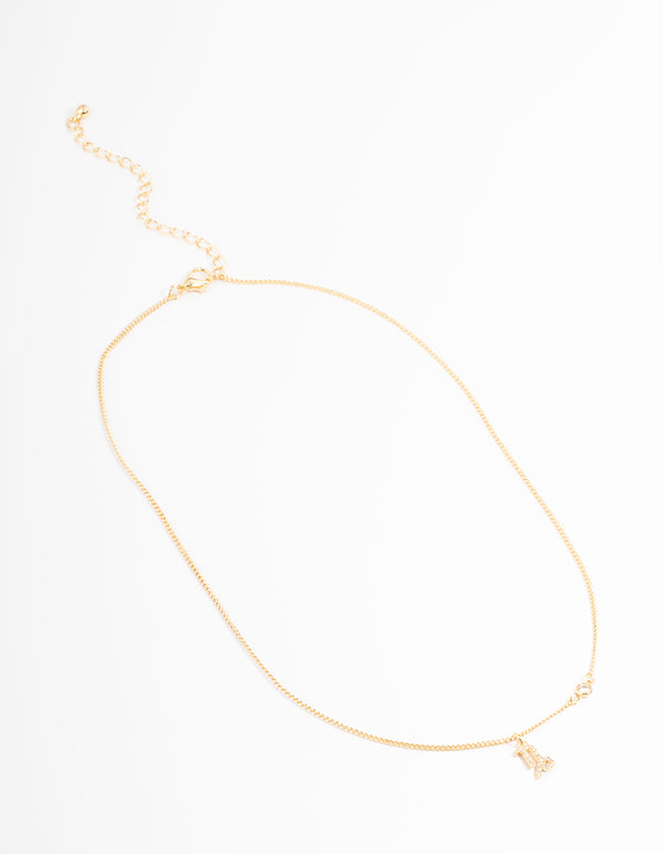 Gold Plated Capricorn Necklace With Cubic Zirconia Pendant
