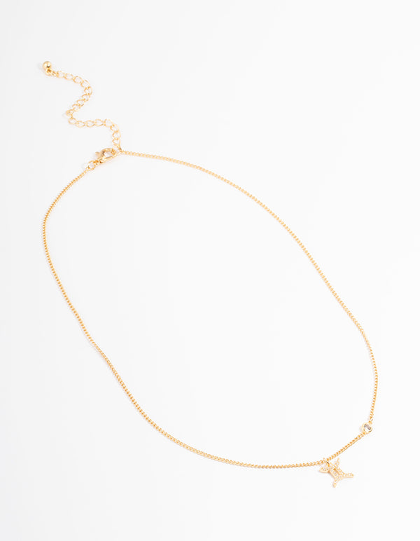 Gold Plated Gemini Necklace With Cubic Zirconia Pendant