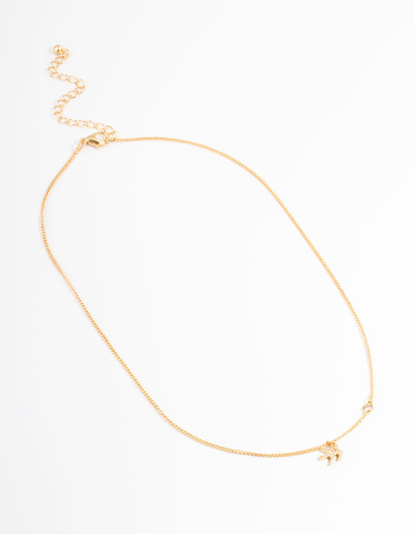 Gold Plated Sagittarius Necklace With Cubic Zirconia Pendant
