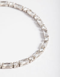 Silver Cubic Zirconia Mixed Rectangle Toggle Tennis Bracelet - link has visual effect only