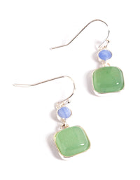 Silver Plated Round & Square Drop Earrings - link has visual effect only