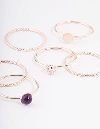Rose Gold Plated Round Diamante Stack Ring - link has visual effect only