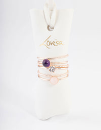 Rose Gold Plated Round Diamante Stack Ring - link has visual effect only