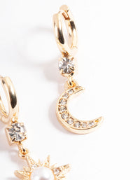 Gold Pearl Mix Match Celestial Earrings - link has visual effect only