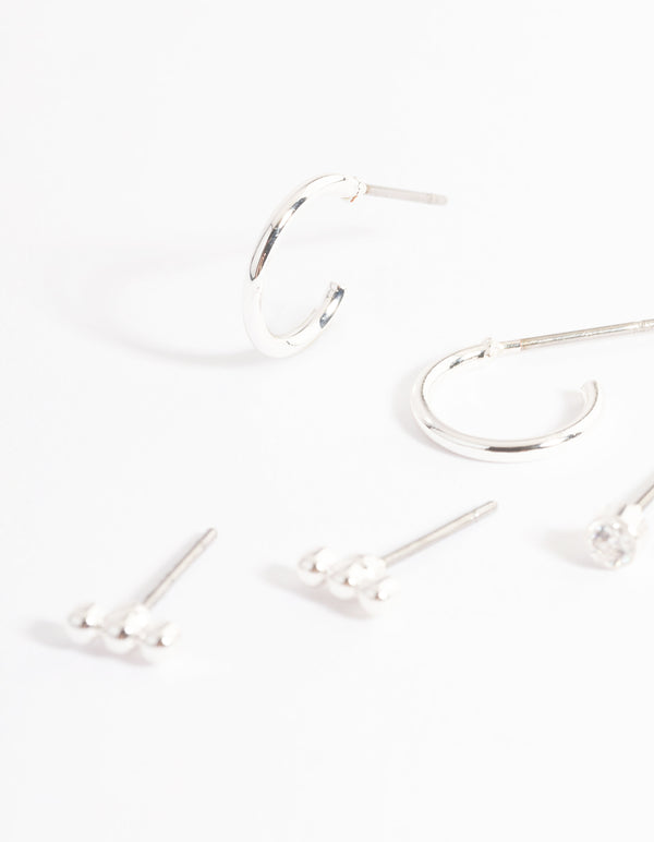 Silver Diamante Stud & Huggie Pack