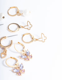 Gold Butterfly & Pearl Earrings 4-Pack - link has visual effect only