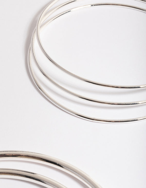 Silver Round Mix Bangle 5-Pack