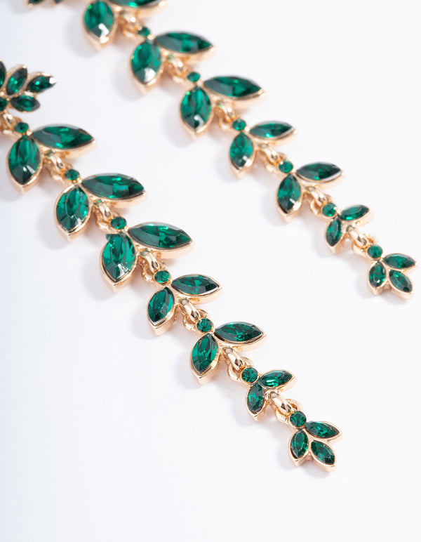 Gold Mini Graduated Green Drop Earrings