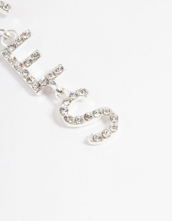 Silver Cheers B*tches Drop Earrings