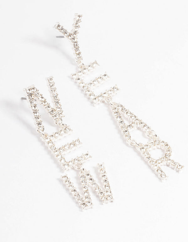 Silver New Year Drop Earrings