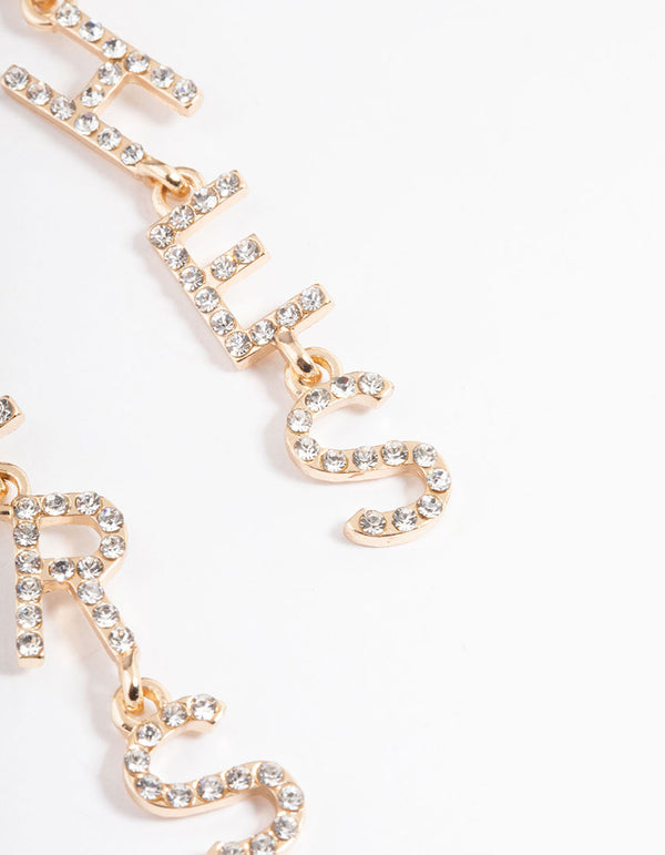 Gold Cheers B*tches Drop Earrings