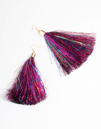 Gold Multi Clear Tassel Drop Earrings - link has visual effect only