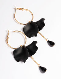 Black Petal & Chain Hoop Earrings - link has visual effect only