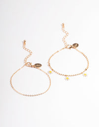 Gold Dainty Daisy Bracelet Pack - link has visual effect only