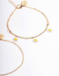 Gold Dainty Daisy Bracelet Pack - link has visual effect only