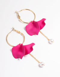 Pink Petal & Chain Hoop Earrings - link has visual effect only