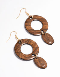Natural Wood Mixed Circle Drop Earrings - link has visual effect only