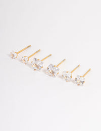 Gold Plated Stainless Steel Square Earring Pack - link has visual effect only