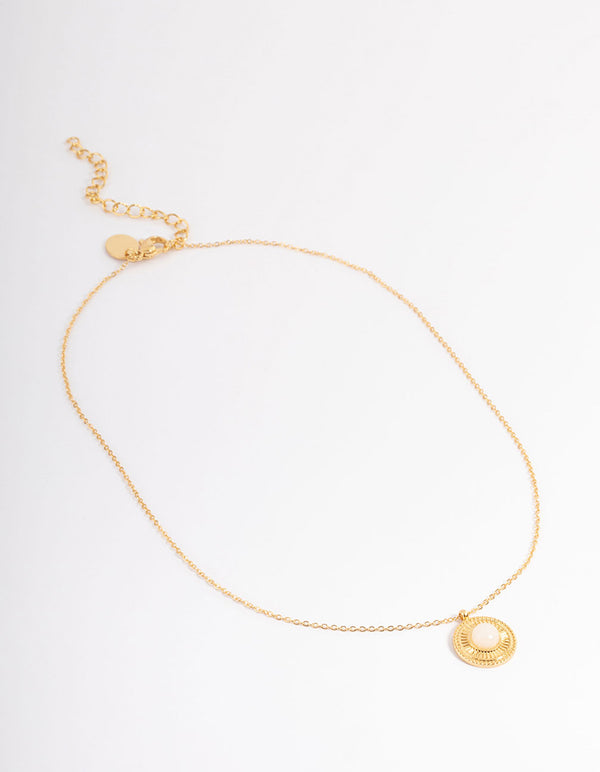 Waterproof Gold Plated Stainless Steel Vintage Rounded Pendant Necklace