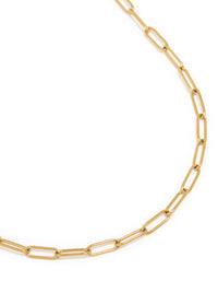 Waterproof Gold Plated Stainless Steel Open Oval Link Necklace - link has visual effect only