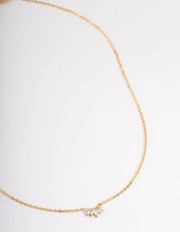 Waterproof Gold Plated Stainless Steel Mini Fan Cubic Zirconia Necklace - link has visual effect only