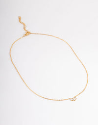 Waterproof Gold Plated Stainless Steel Mini Fan Cubic Zirconia Necklace - link has visual effect only