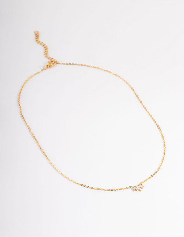 Waterproof Gold Plated Stainless Steel Mini Fan Cubic Zirconia Necklace