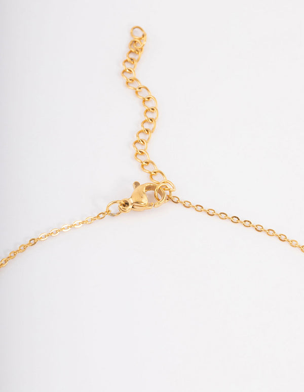 Waterproof Gold Plated Stainless Steel Mini Fan Cubic Zirconia Necklace