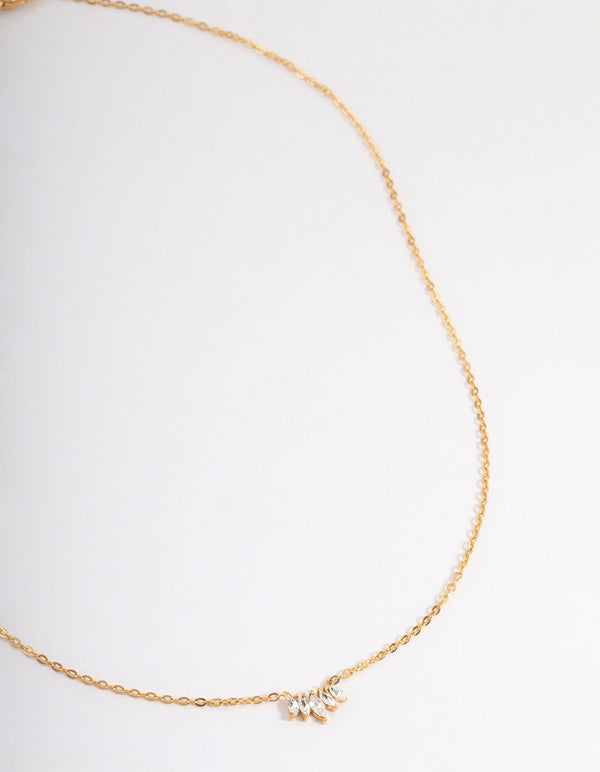 Waterproof Gold Plated Stainless Steel Mini Fan Cubic Zirconia Necklace