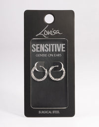 Surgical Steel Molten Texture Hoop Earrings - link has visual effect only