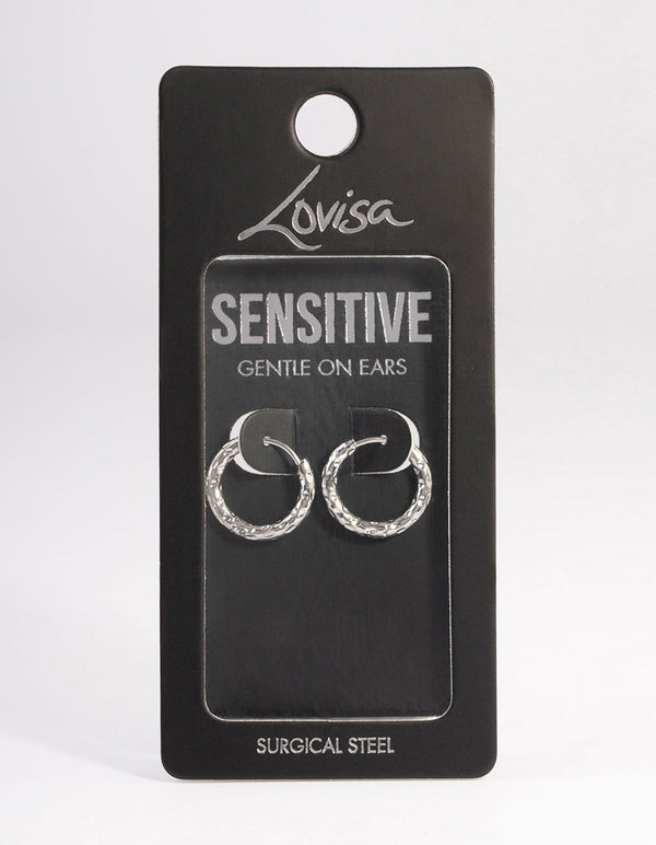 Surgical Steel Molten Texture Hoop Earrings