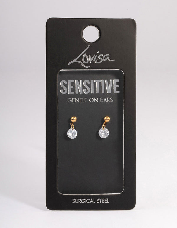 Gold Plated Cubic Zirconia Floating Drop Earrings