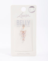 Rose Gold Plated Surgical Steel Butterfly Crystal Belly Ring - link has visual effect only