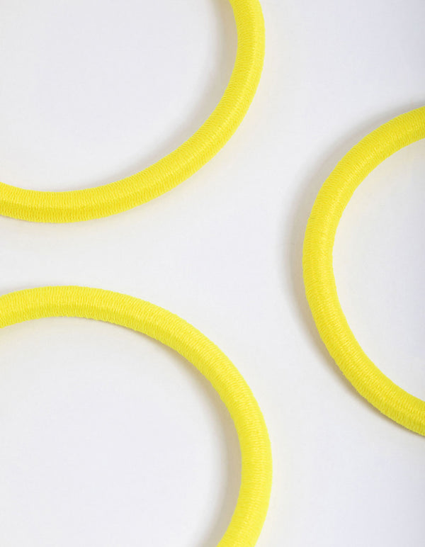 Yellow Fabric Classic Hair Tie Pack
