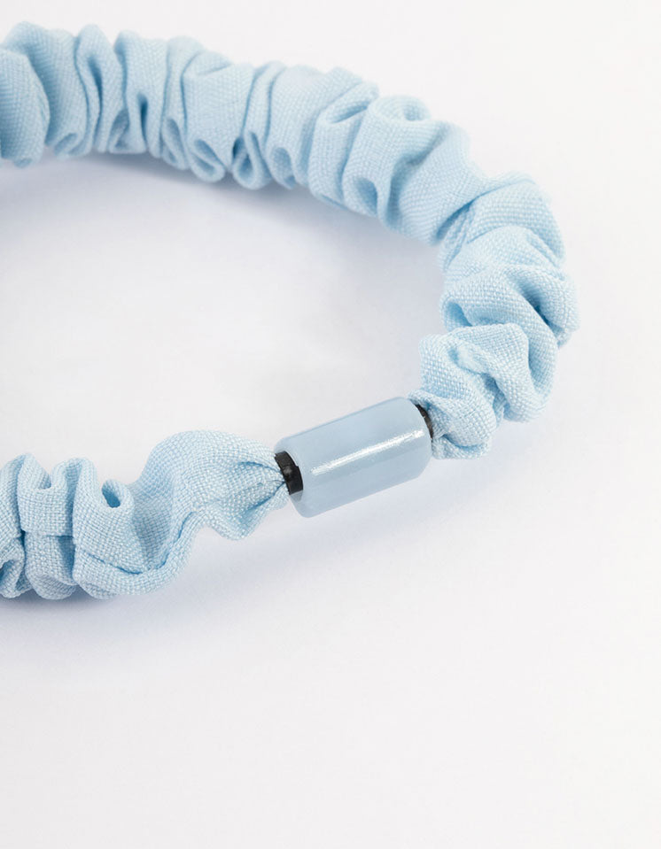 Blue Fabric Clamp Thin Scrunchie