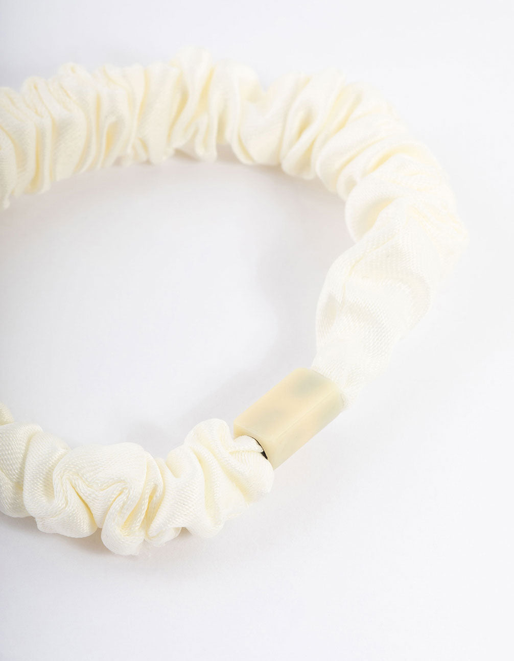 Cream Fabric Clamp Thin Scrunchie