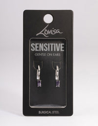 Surgical Steel Square Cubic Zirconia Hoop Earrings - link has visual effect only