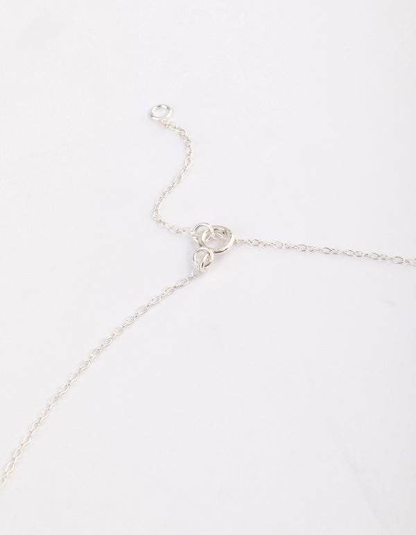 Sterling Silver Cubic Zirconia Round Trio Collar Necklace