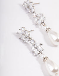 Silver Pearl Petal Drop Earrings - link has visual effect only