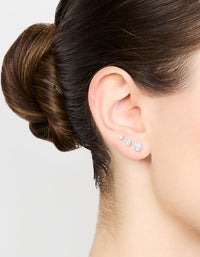 Waterproof Stainless Steel Cubic Zirconia Stud Earrings Pack - link has visual effect only