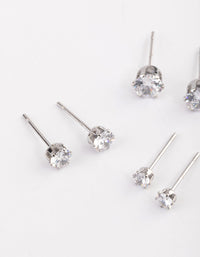 Waterproof Stainless Steel Cubic Zirconia Stud Earrings Pack - link has visual effect only